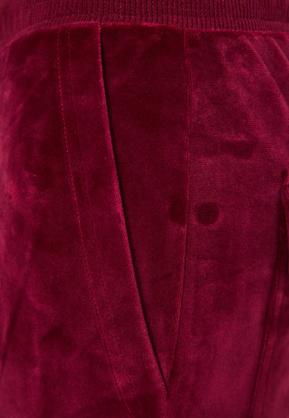 Funky Buddha Γυναικείο Βουργουνδί Βελουτέ Παντελόνι Φόρμας λεπτομέρεια τσέπη μπροστά