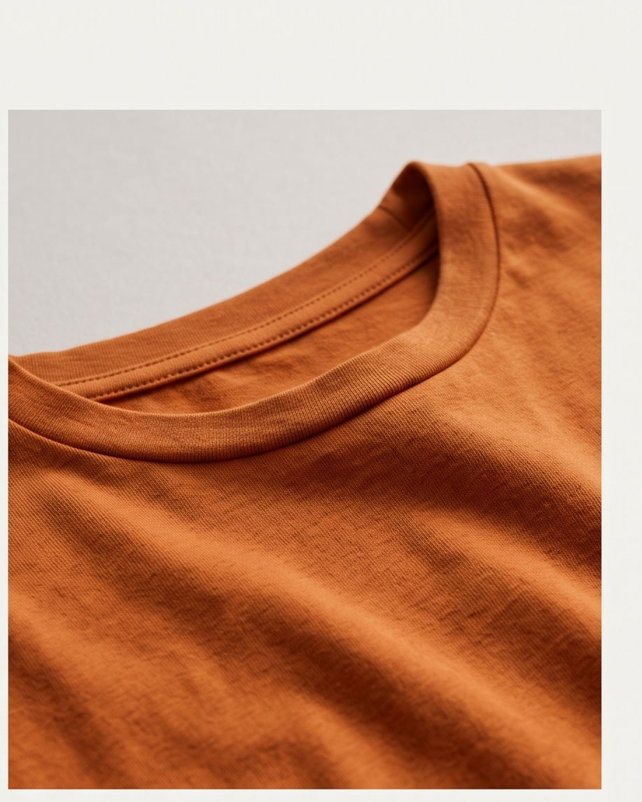 Γυναικεία κεραμιδί oversized μπλούζα, detail στρογγυλής λαιμόκοψης, 95% Cotton
