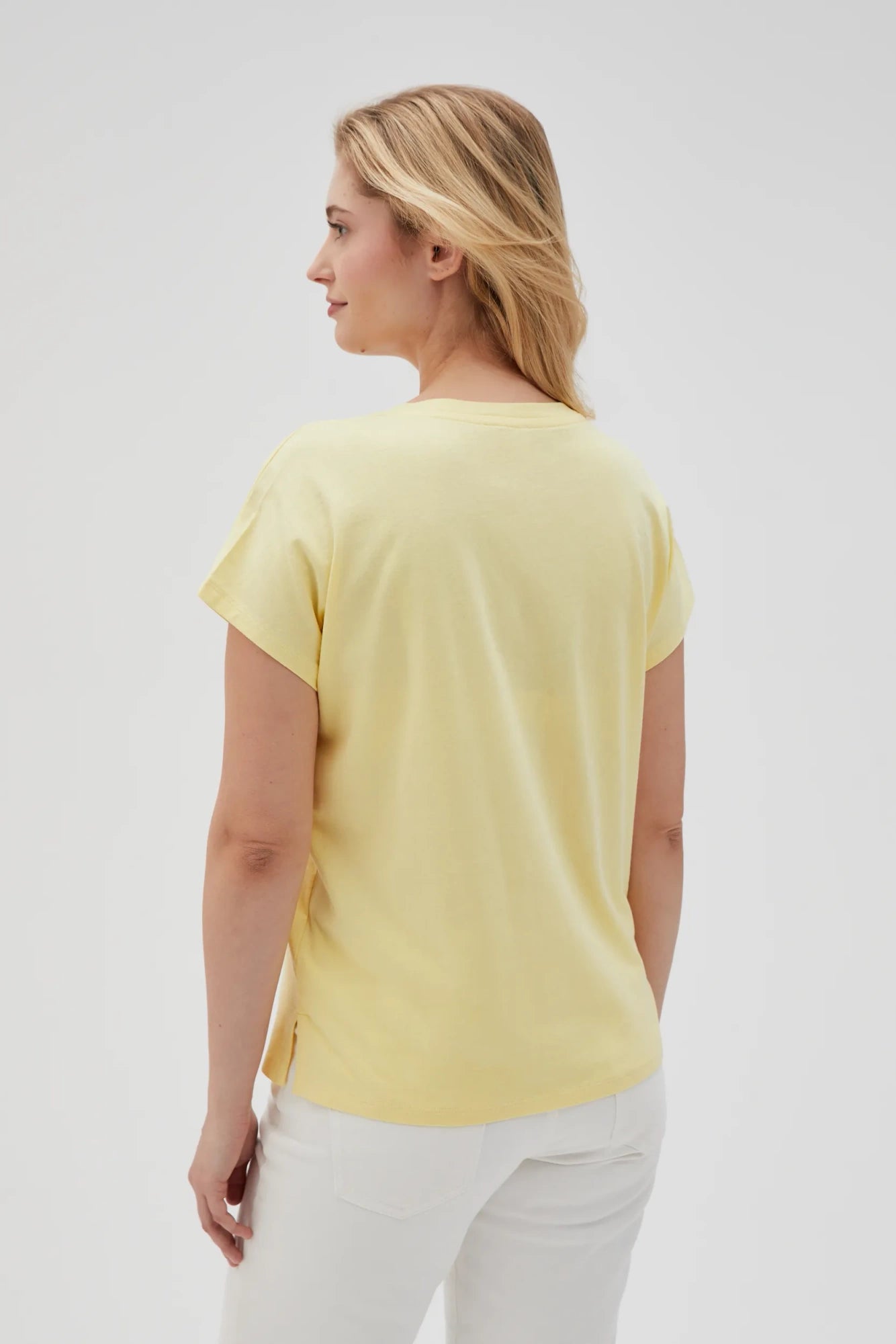 MOODO κίτρινο basic t-shirt άνετη εφαρμογή - πίσω όψη