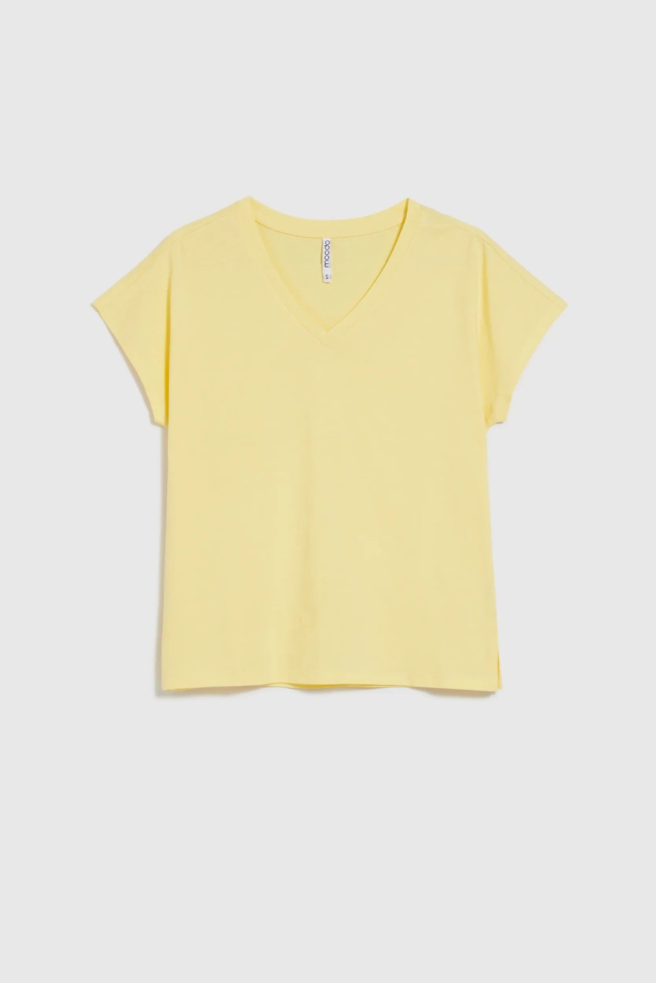 MOODO κίτρινο cotton V-neck premium ποιότητα - επίπεδη λήψη