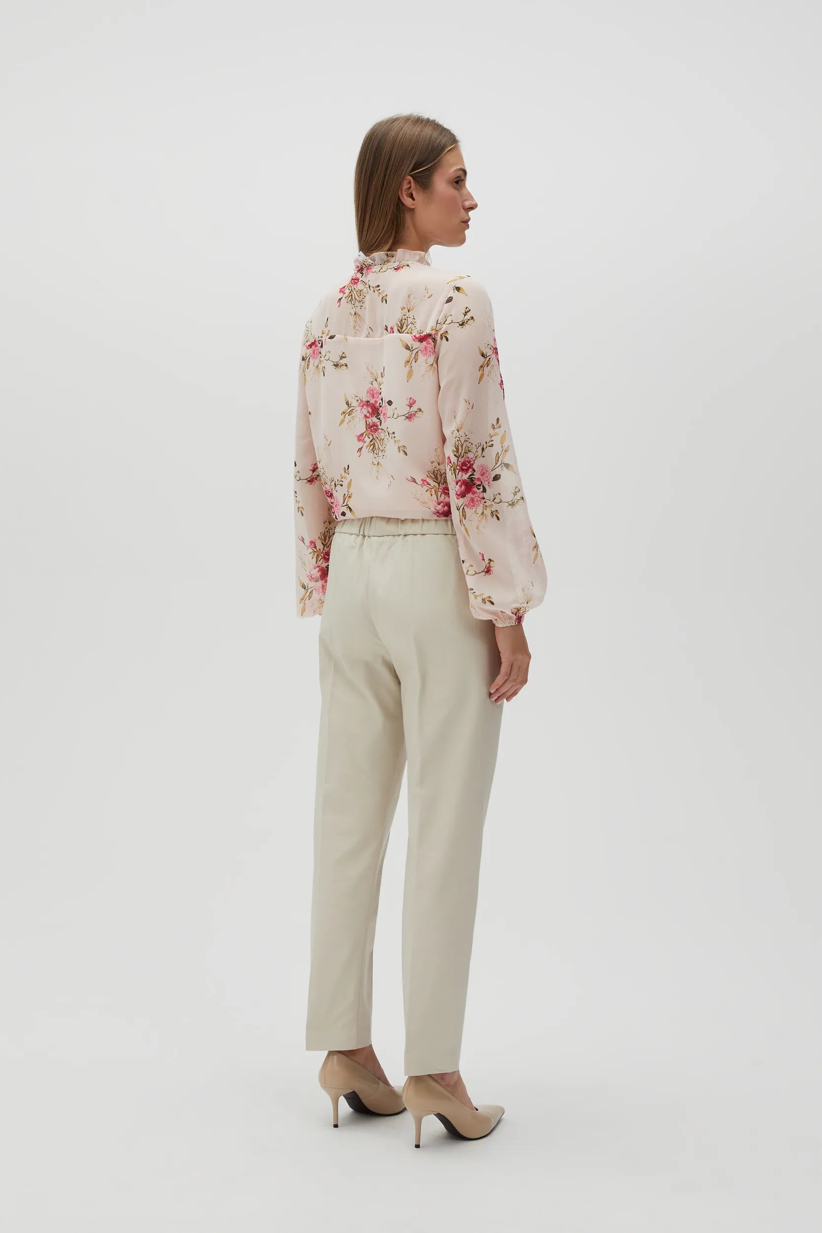 MOODO straight pants elastic waist κλασικό - πίσω όψη