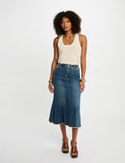 Midi Denim Φούστα Ψηλόμεση Εφαρμοστή