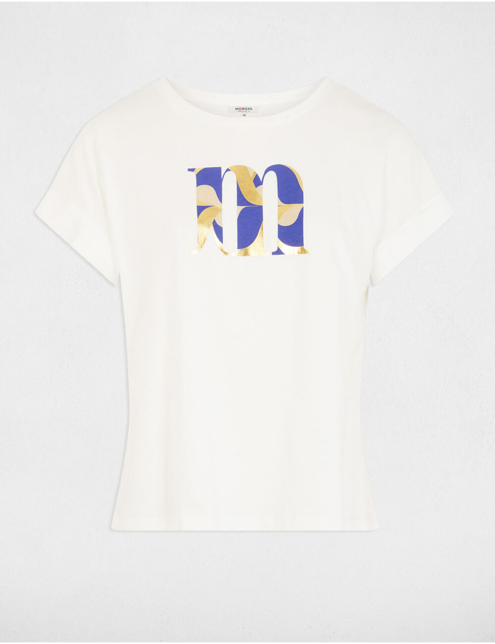 Morgan γυναικείο straight cut T-shirt με "M" message