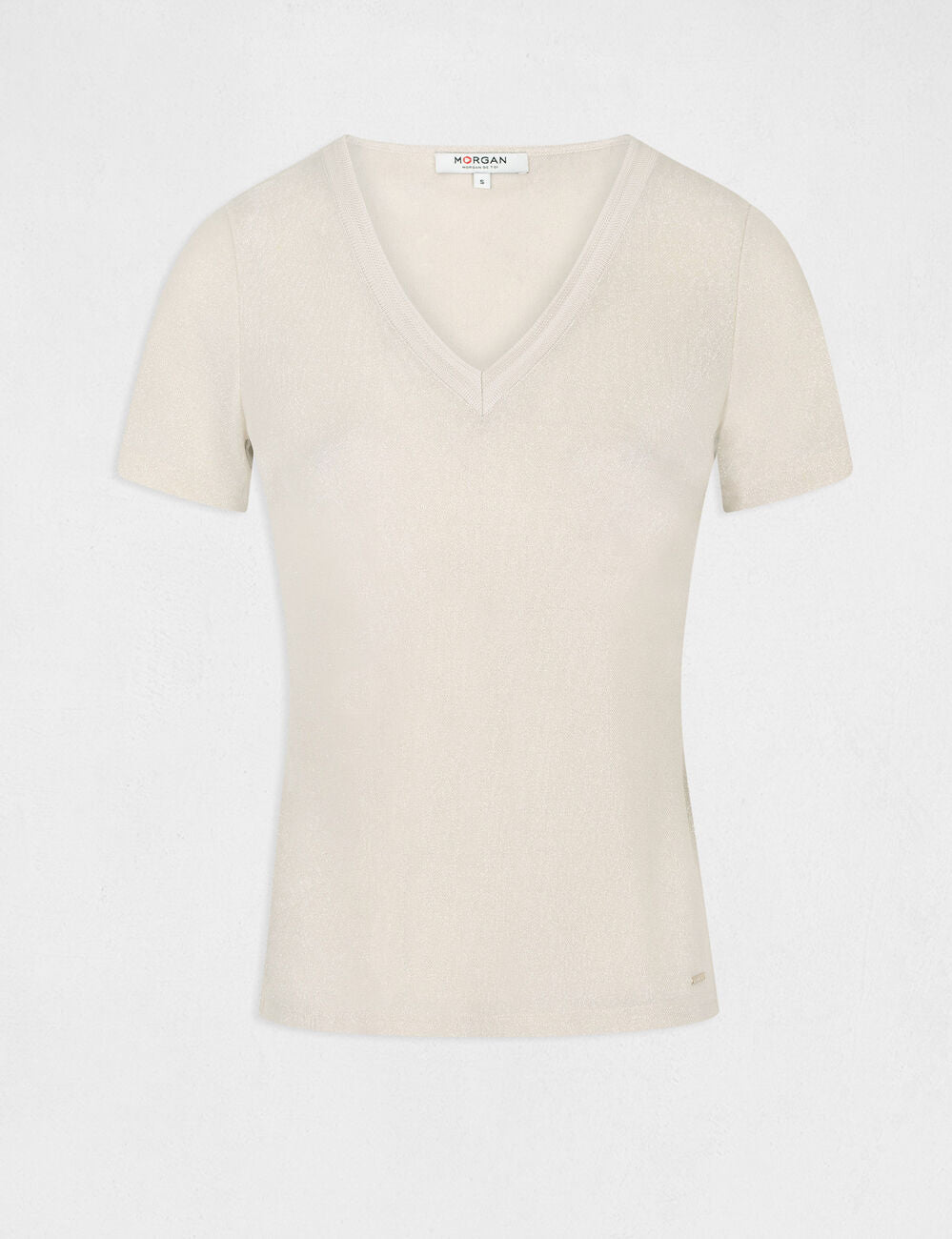 Morgan γυναικείο V-neck T-shirt με μεταλλικές ίνες