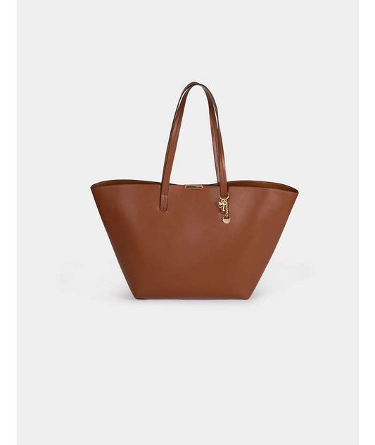 MORGAN Τσάντα Ώμου Shopper Bag με Κοσμήματα Κάμελ μπροστινή όψη