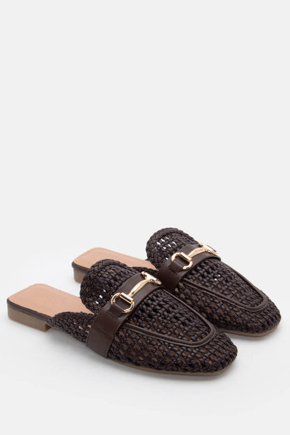 Mules Loafers με Πλεκτό Σχέδιο