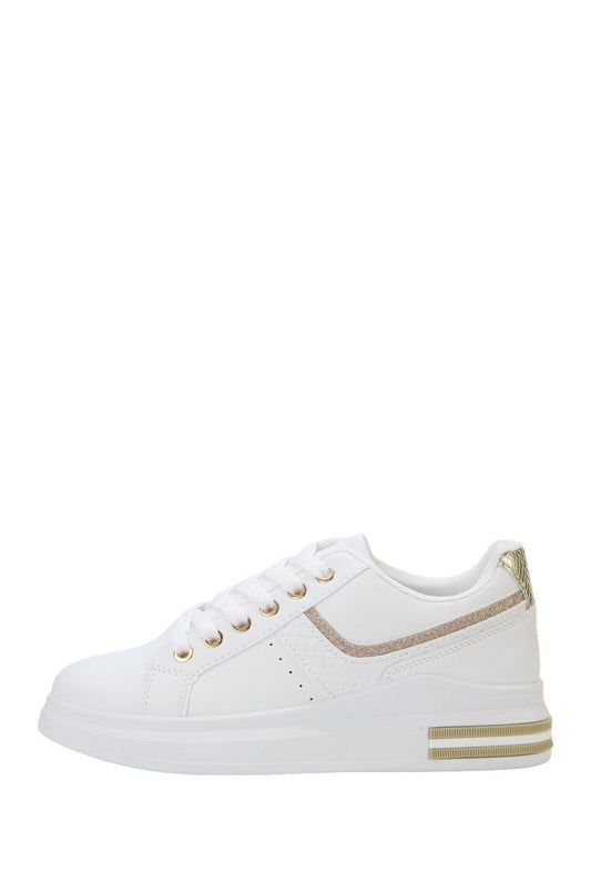 Sneakers Λευκά με Χρυσή Λεπτομέρεια