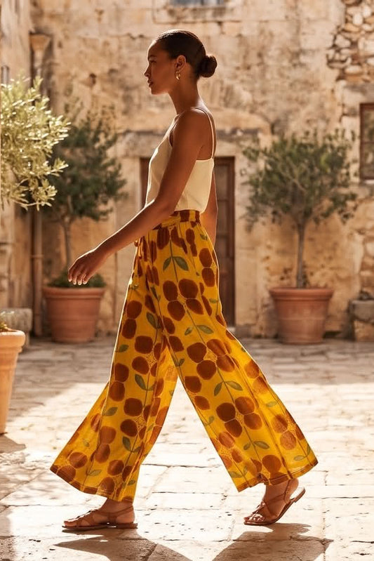 Παντελόνα Wide Leg Floral Vintage Print