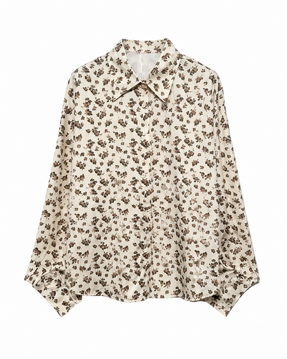 Πουκάμισο floral print εκρού με κλασικό γιακά και κλείσιμο με κουμπιά, flat lay
