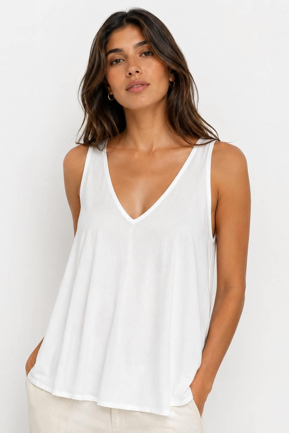 Αμάνικη Μπλούζα Oversized V-neck Tencel