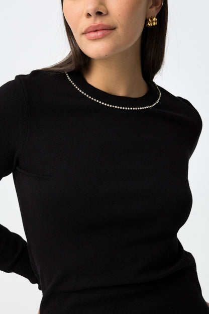 Tiffosi Εφαρμοστό Πουλόβερ - λεπτομέρεια στρας