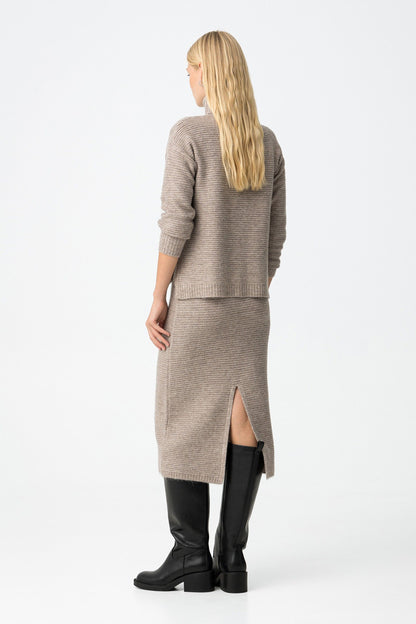 Tiffosi Γυναικεία Ribbed Knit Midi Φούστα - λεπτομέρεια ανοίγματος, πίσω όψη