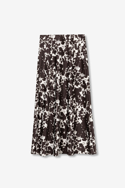 Tiffosi Γυναικεία Satin Midi Φούστα με Cow Print και Ελαστική Μέση