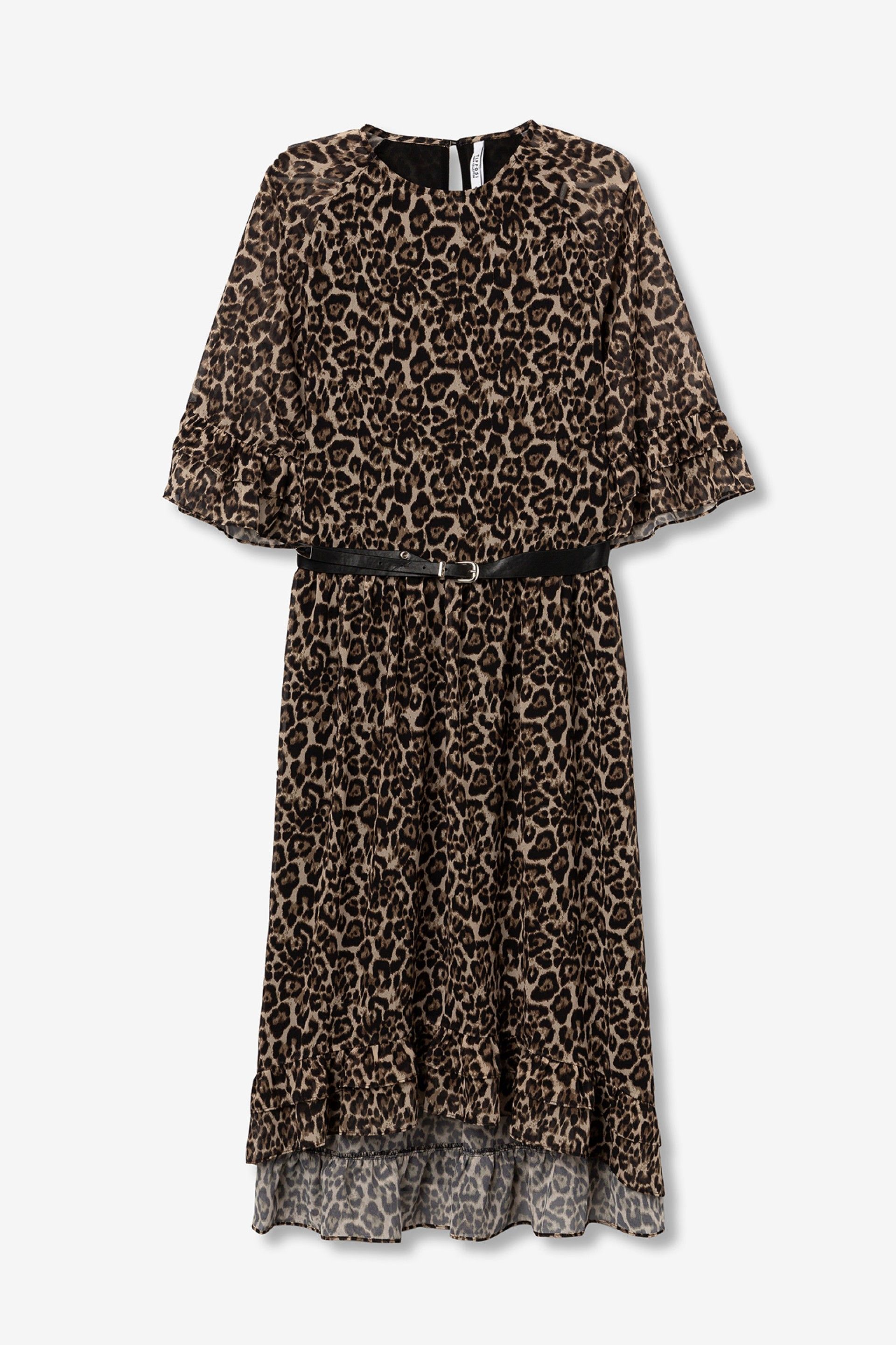 Tiffosi Γυναικείο Midi Φόρεμα Leopard Print με Ζώνη