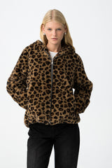 Μπουφάν Leopard από Συνθετική Γούνα