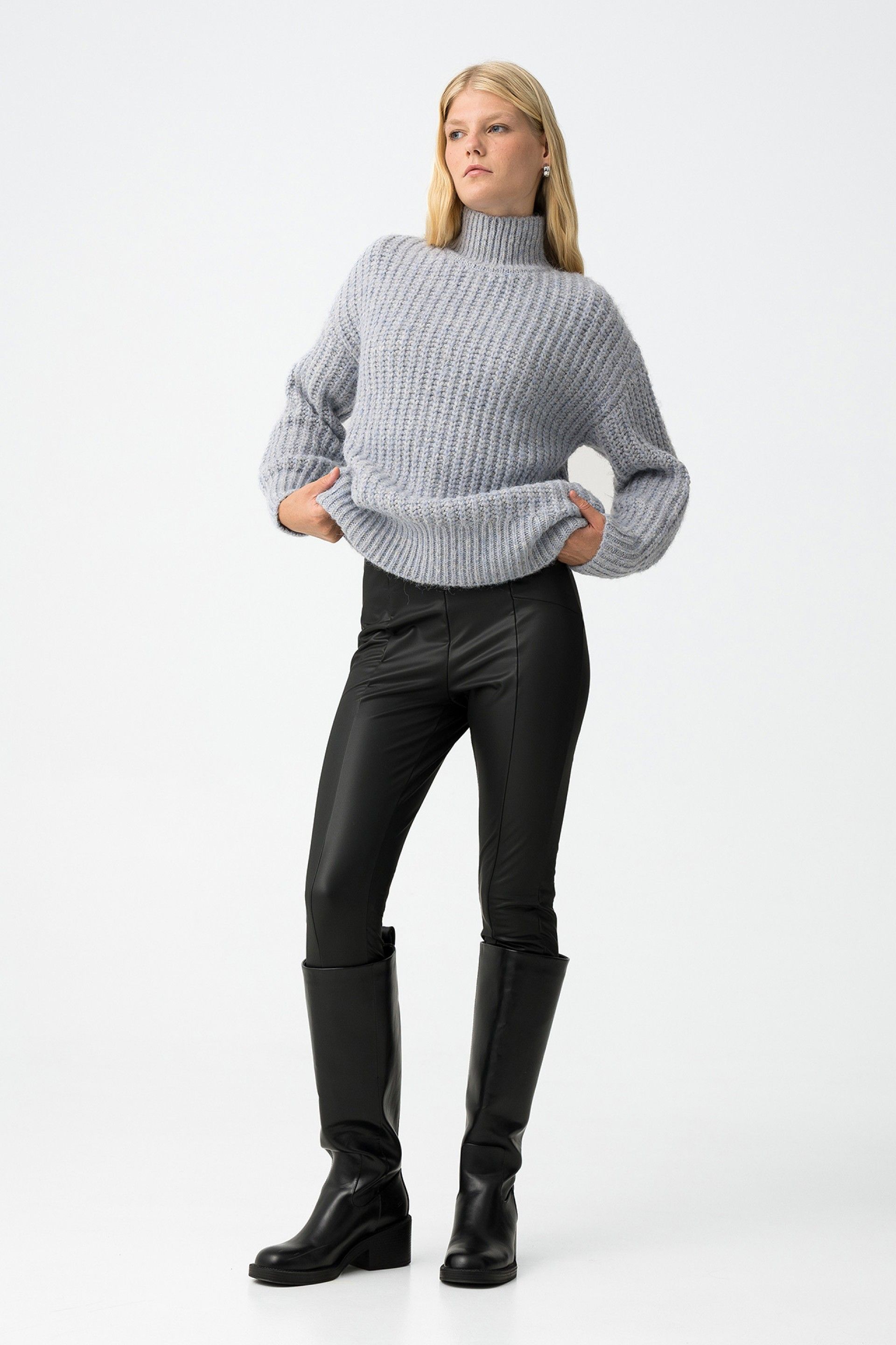 Tiffosi Γυναικείο Ψηλόμεσο Leggings από Faux Leather - ολόσωμη εμφάνιση μπροστινή όψη