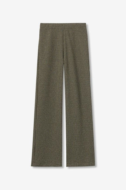 γυναικεία TIFFOSI πλεκτή παντελόνα wide leg καφέ πράσινο μελανζέ υφή — μπροστά
