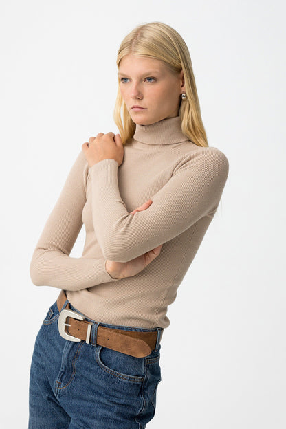 Tiffosi Γυναικείο Rib Πουλόβερ Super Slim Fit Ζιβάγκο πλάγια όψη