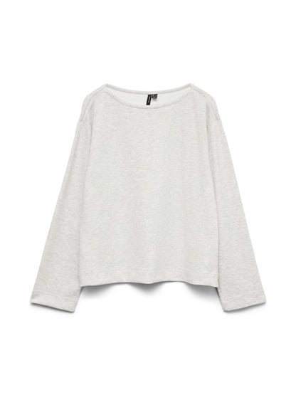 VERO MODA Γυναικεία Μπλούζα Boat Neck Μακρυμάνικη Ανοιχτό Γκρι Μελανζέ