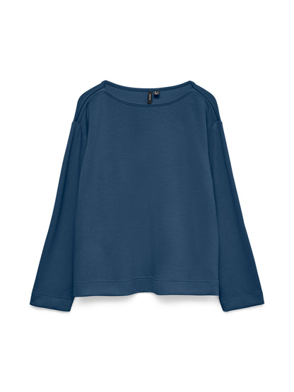 VERO MODA Γυναικεία Μπλούζα Boat Neck Μακρυμάνικη Μπλε