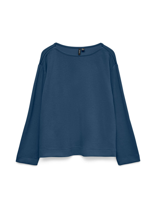 VERO MODA Γυναικεία Μπλούζα Boat Neck Μακρυμάνικη Μπλε