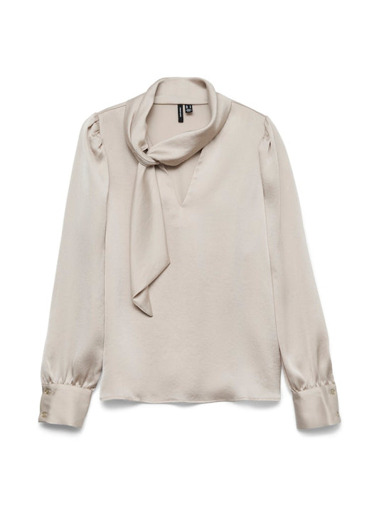 Vero Moda γυναικεία γκρι ανοιχτή μπλούζα με κόμπο και raglan μανίκια