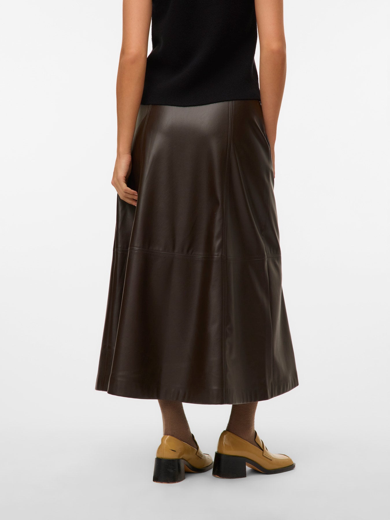 Vero Moda Γυναικεία Καφέ Maxi Φούστα από Δερματίνη – πίσω όψη
