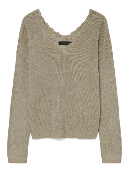 Vero Moda γυναικεία πλεκτή μπλούζα με V-neck και μεταλλικές λεπτομέρειες