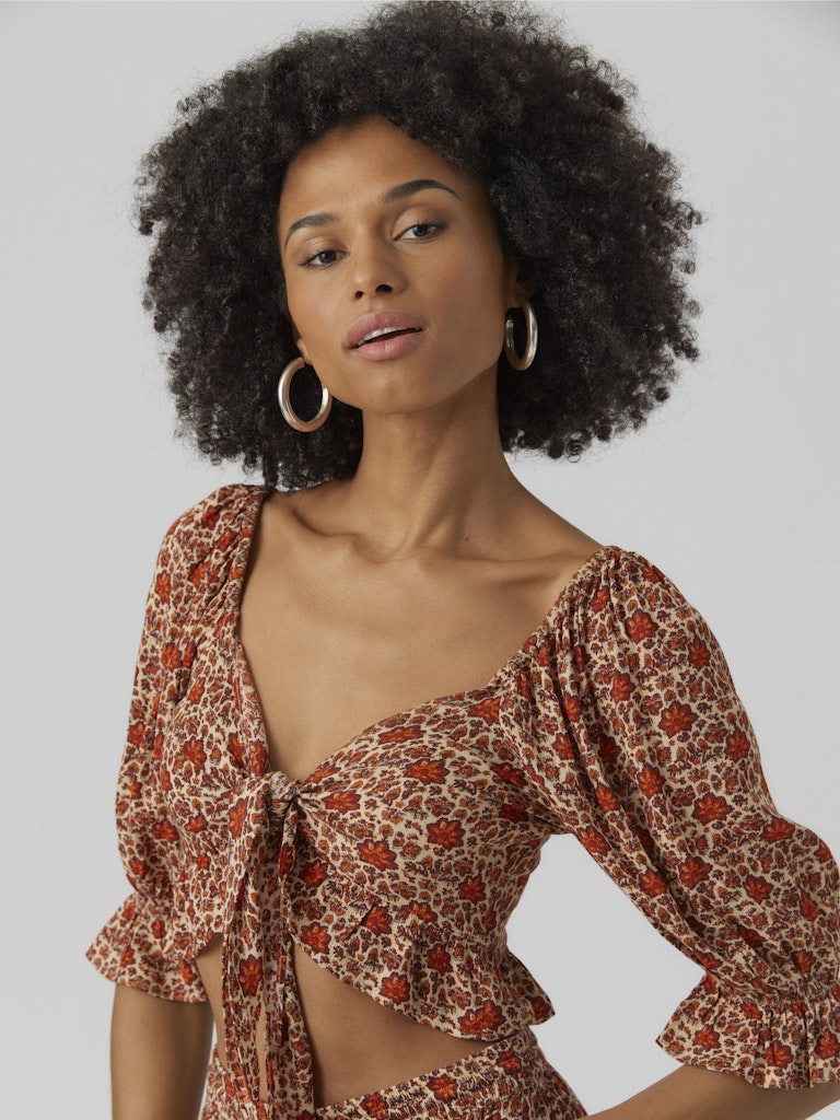 Λεπτομέρεια όμορφου floral print και μανικιών