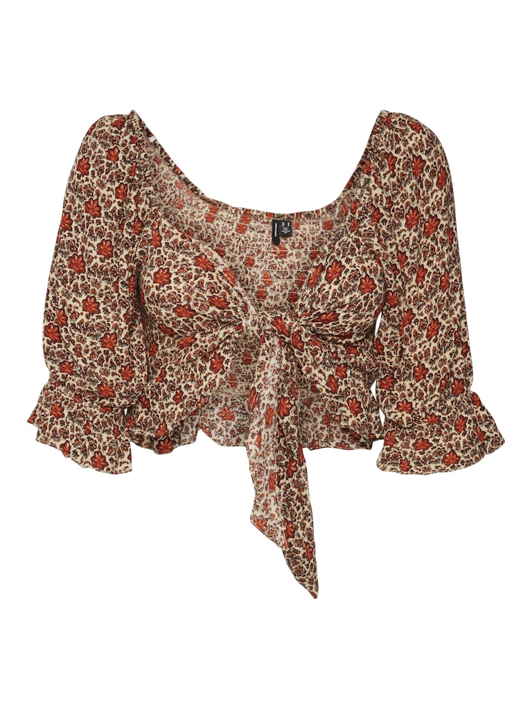 Vero Moda γυναικείο floral cropped top με εντυπωσιακό κόμπο