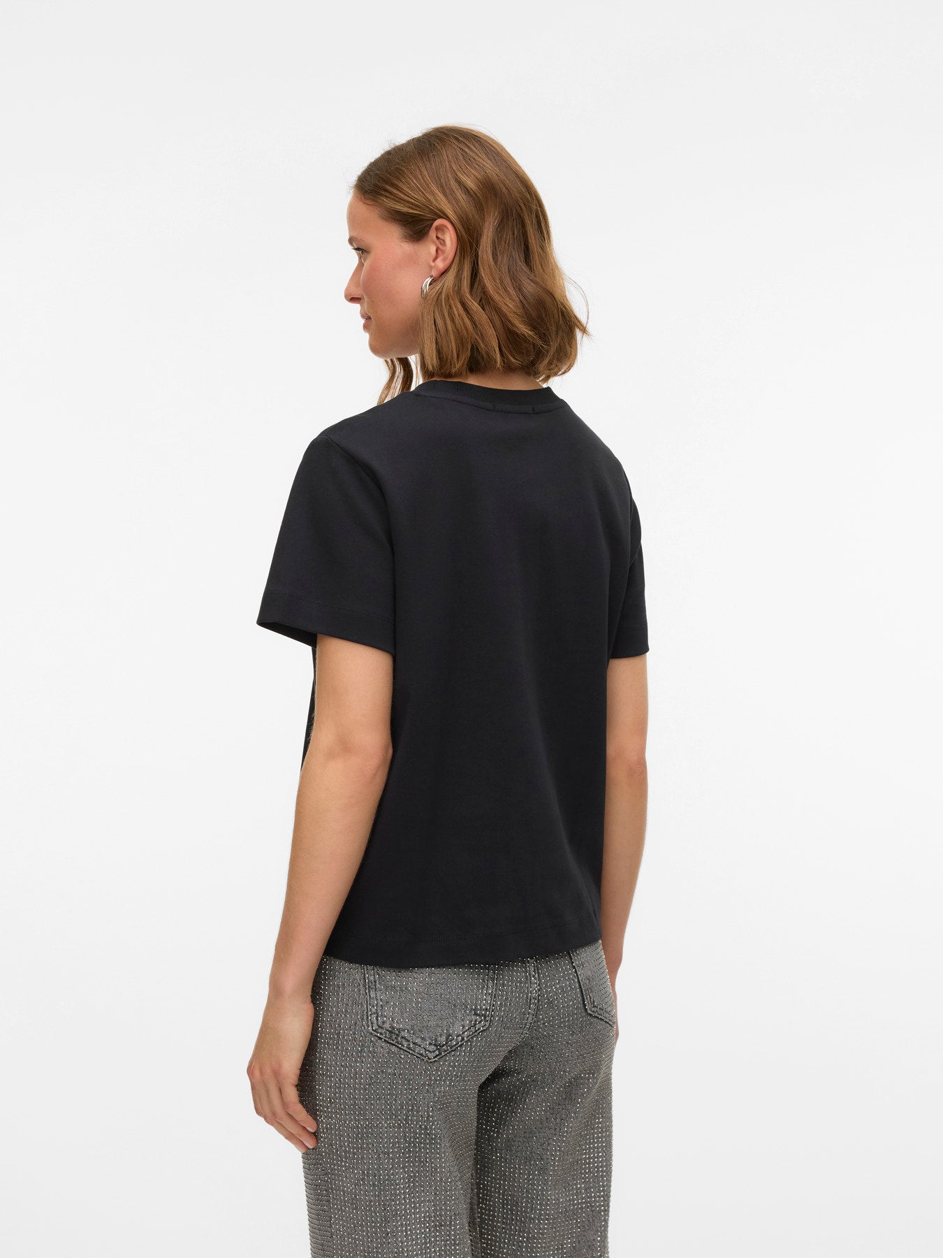 Vero Moda Γυναικείο Μαύρο Basic T-shirt από 100% Οργανικό Βαμβάκι πίσω όψη