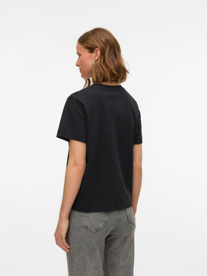 Vero Moda Γυναικείο Μαύρο Basic T-shirt από 100% Οργανικό Βαμβάκι πίσω όψη
