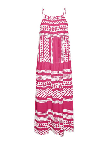 Vero Moda γυναικείο maxi φόρεμα με geometric print και τιράντες