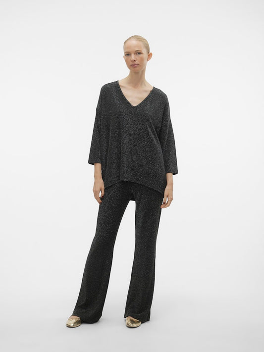 Vero Moda Μαύρο Παντελόνι με Lurex – full body look, μπροστινή όψη