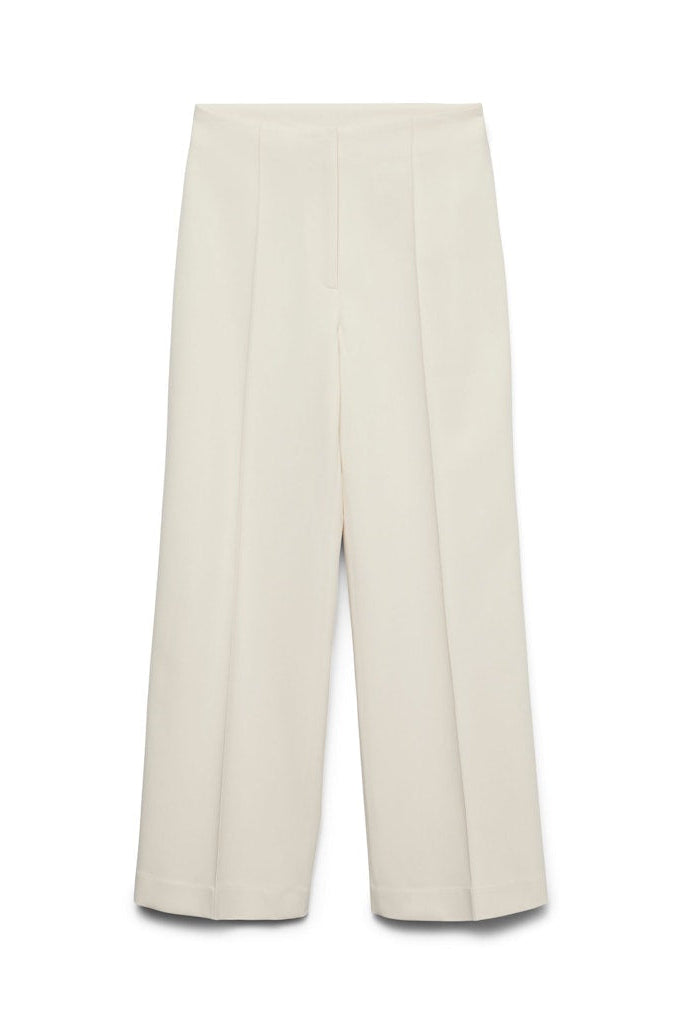 VERO MODA παντελόνι ψηλόμεσο straight fit εκρού - flat lay