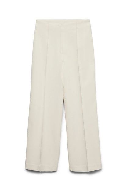 VERO MODA παντελόνι ψηλόμεσο straight fit εκρού - flat lay