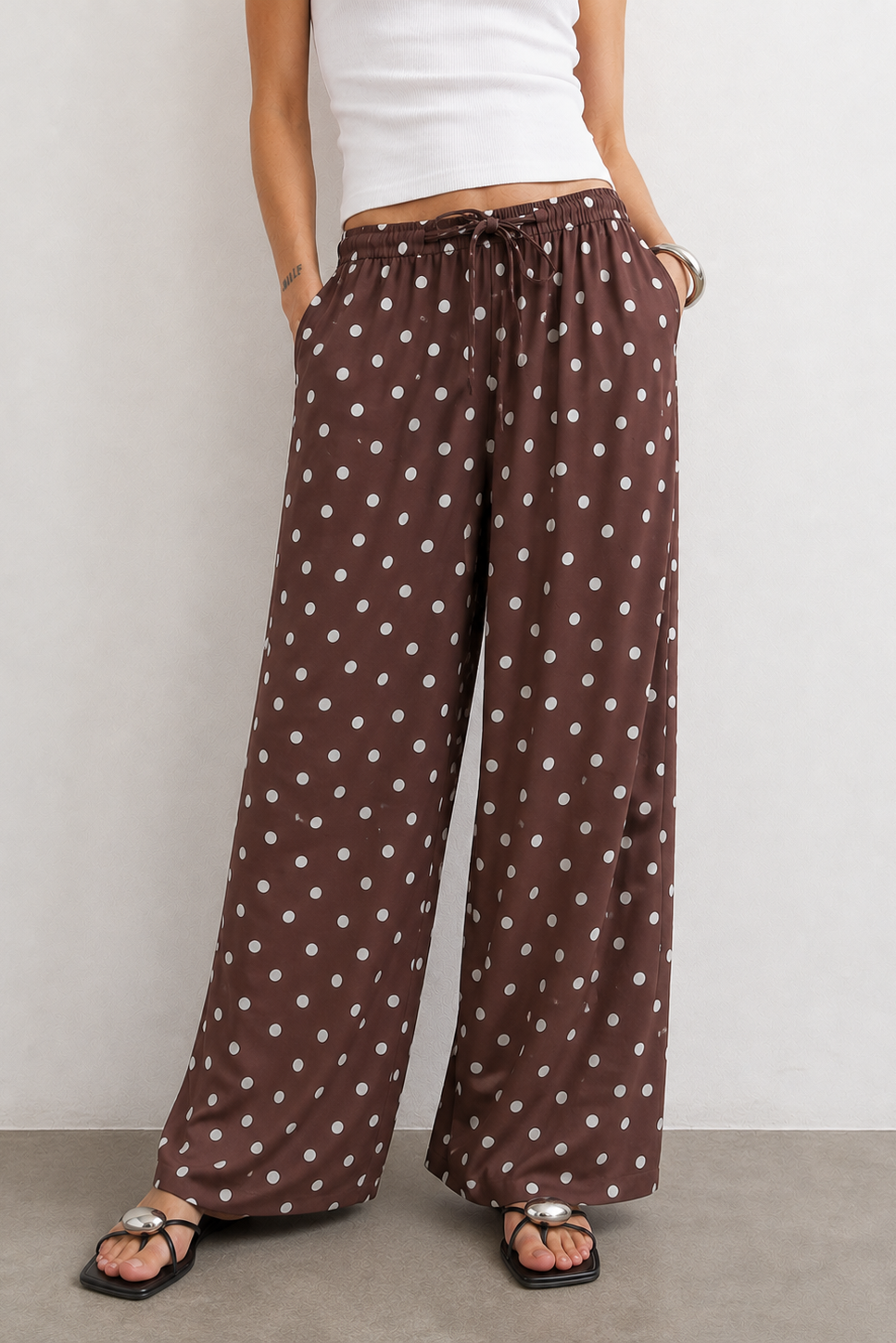 Παντελόνα Wide Leg Πουά