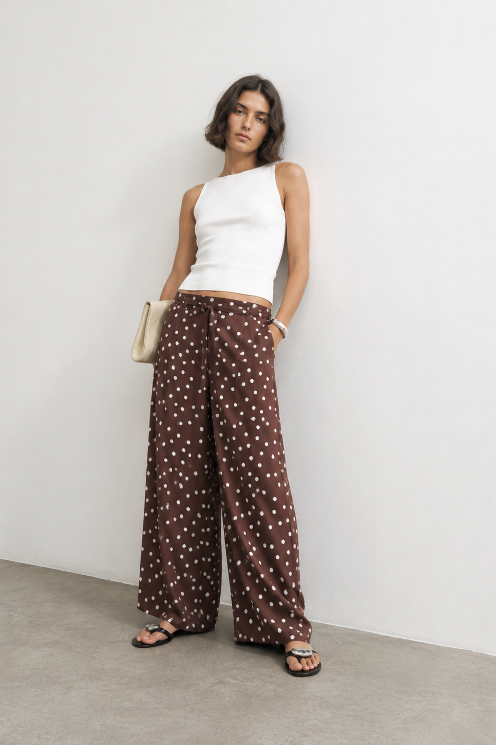 Παντελόνα Wide Leg Πουά