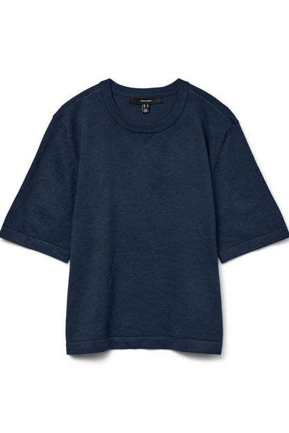 μπλε navy πλεκτή μπλούζα Vero Moda κοντομάνικη μπροστινή όψη
