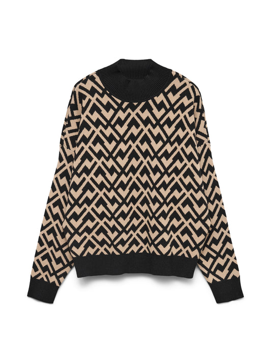 VERO MODA Πλεκτό Πουλόβερ Graphic Print Ψηλός Γιακάς