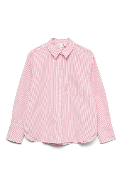 VERO MODA Πουκάμισο Regular Fit Ριγέ Ροζ/Λευκό 