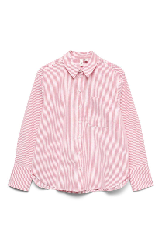 VERO MODA Πουκάμισο Regular Fit Ριγέ Ροζ/Λευκό 