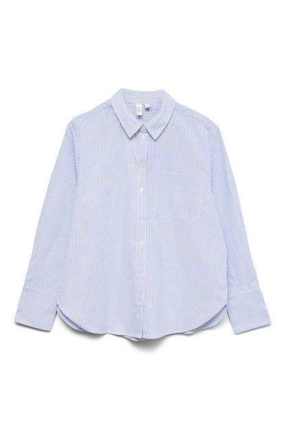 VERO MODA Πουκάμισο Regular Fit Ριγέ Γαλάζιο Λευκό 