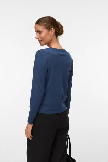 VERO MODA γυναικείο μπλε πουλόβερ μακρυμάνικο λεπτό — πίσω όψη