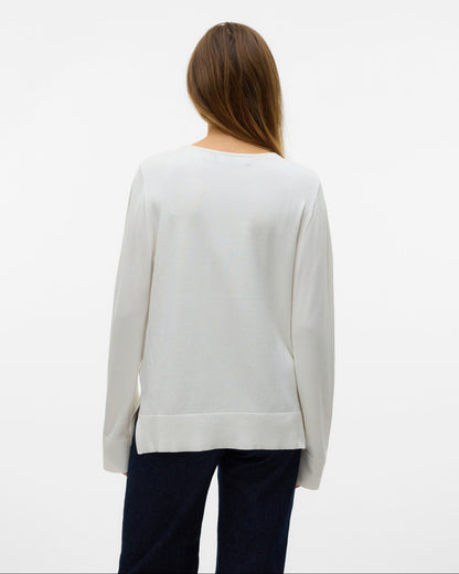 Γυναικείο πουλόβερ Vero Moda V-neck εκρού, πίσω όψη
