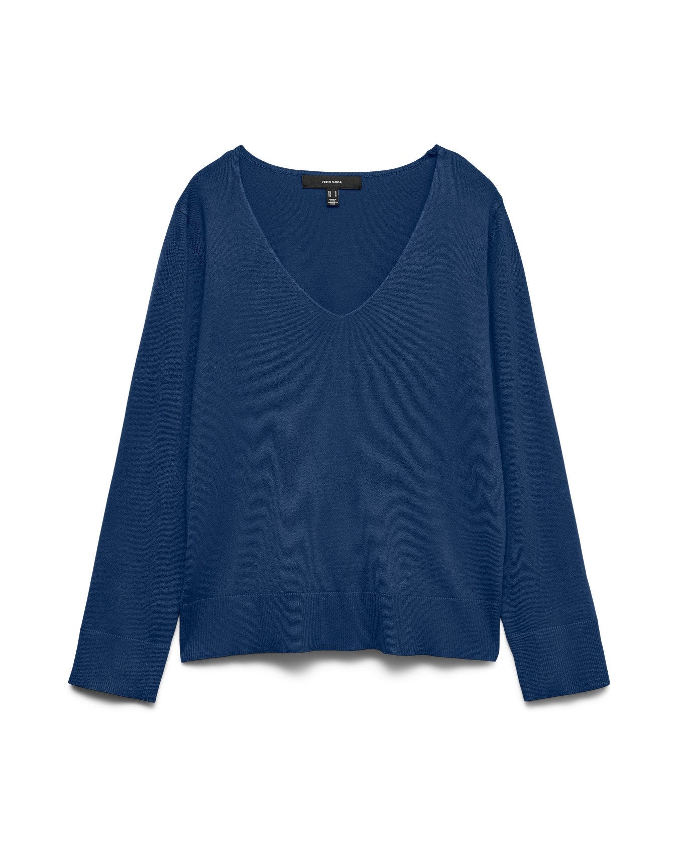 Πλεκτό πουλόβερ Vero Moda V-neck navy, flat lay λευκό φόντο
