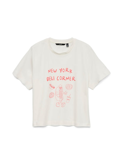 VERO MODA T-shirt New York Deli Corner λευκό - flat lay