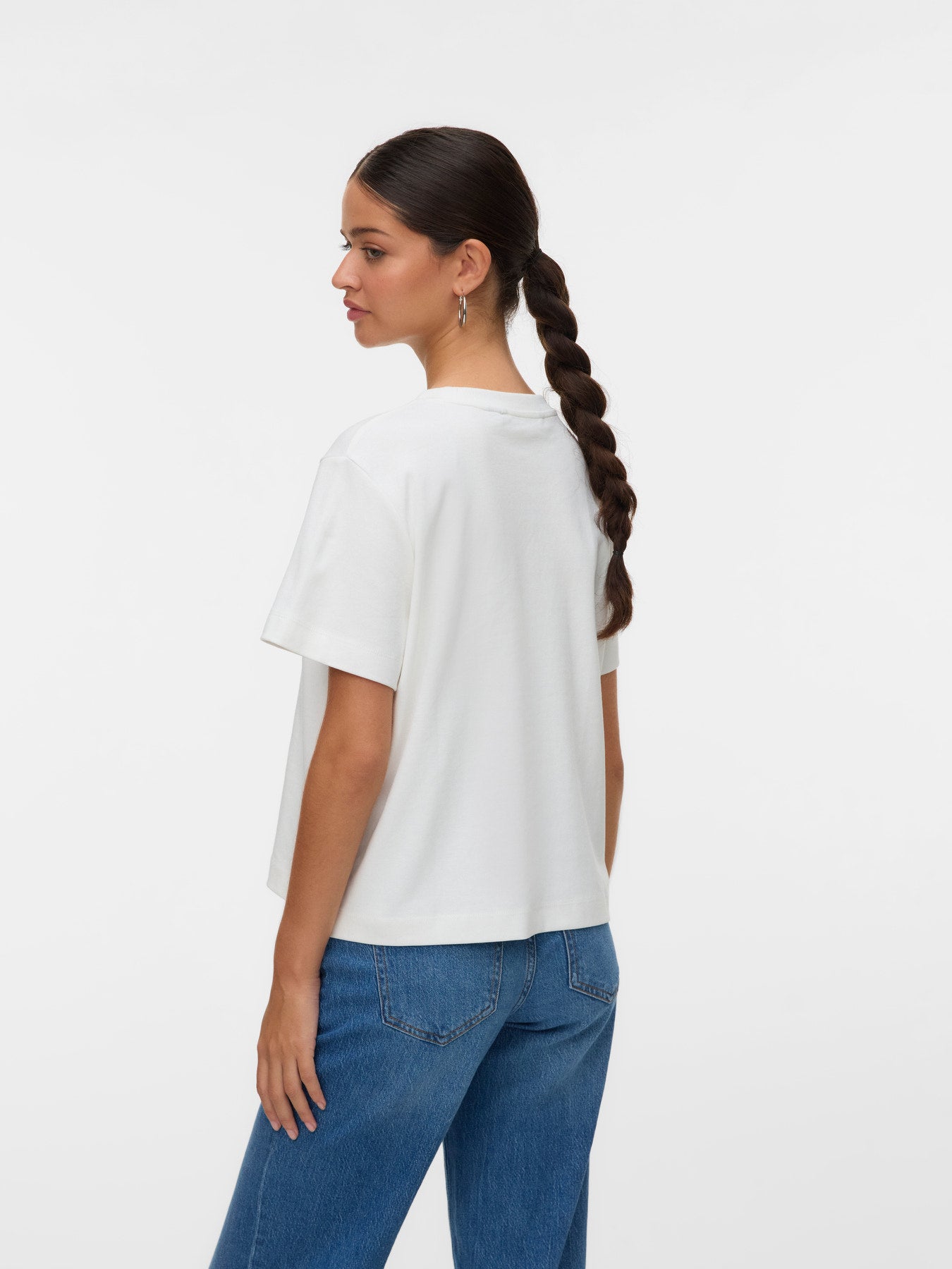 VERO MODA T-shirt Κοντομάνικο Οργανικό Βαμβάκι Smile Print Λευκό πίσω όψη