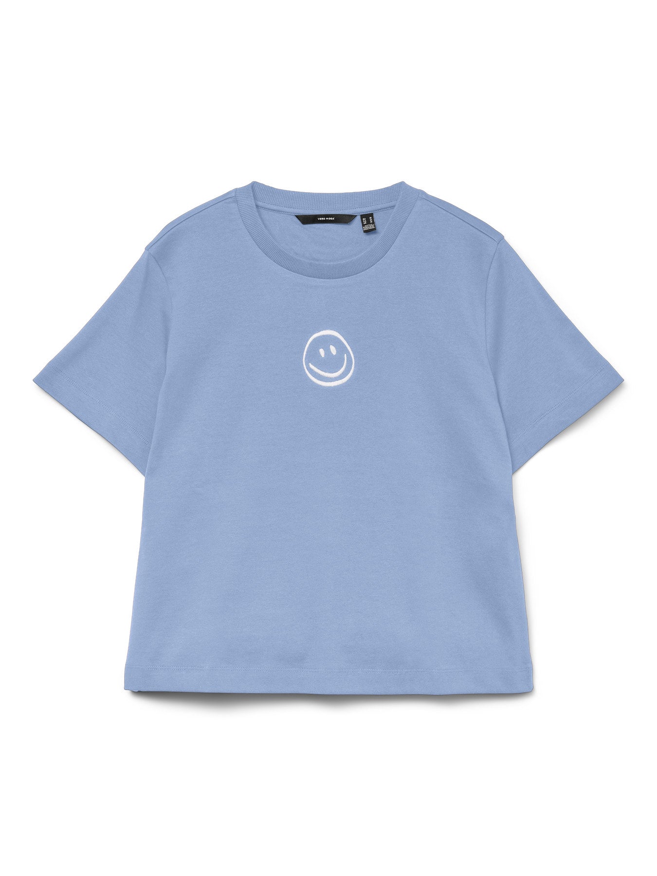 VERO MODA T-shirt Κοντομάνικο Οργανικό Βαμβάκι Smile Print Γαλάζιο