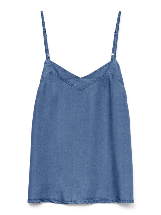 VERO MODA Γυναικείο tank top με ρυθμιζόμενες τιράντες lyocell σε απόχρωση medium blue denim